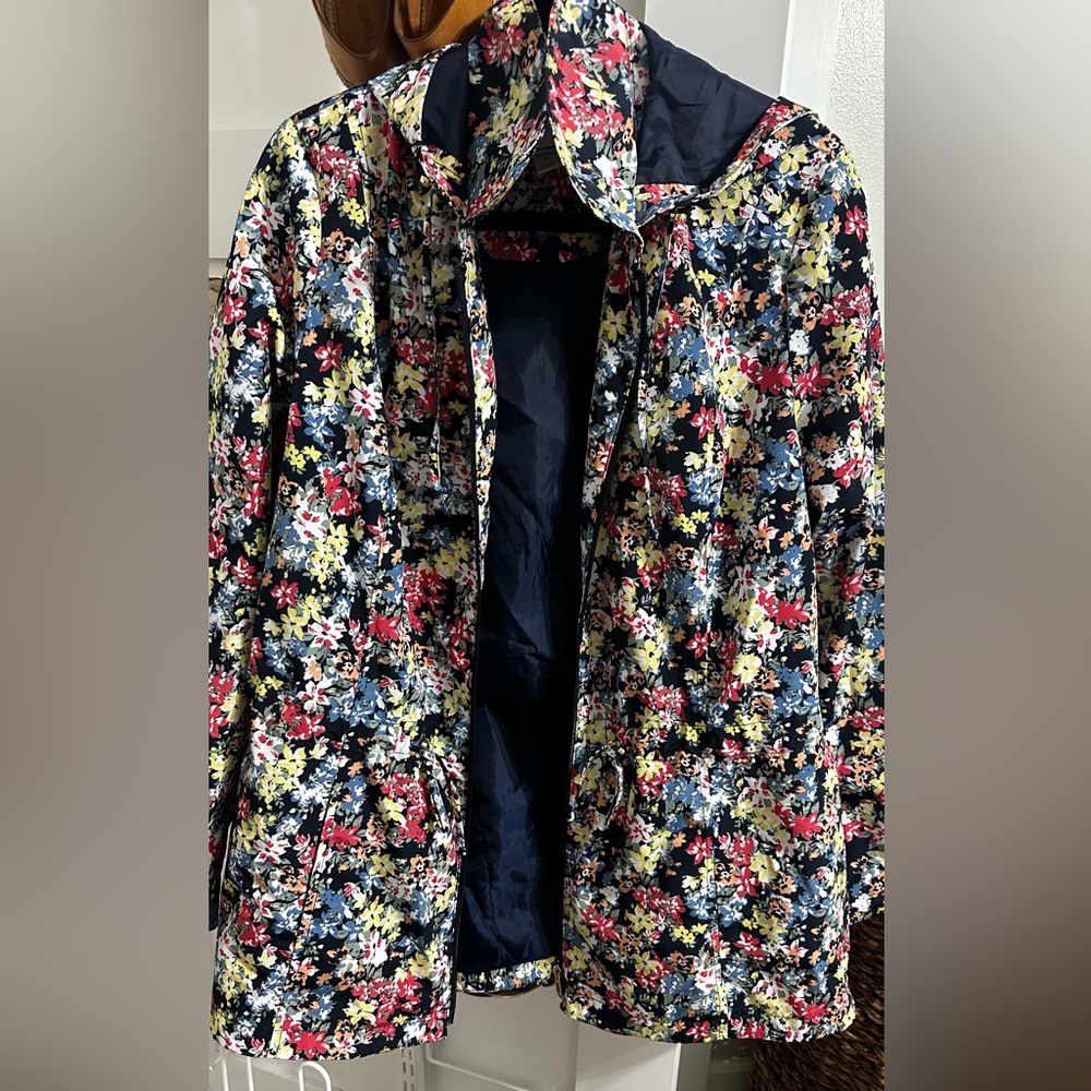 XL- Charter Club Multicolor Floral Rain Jacket
